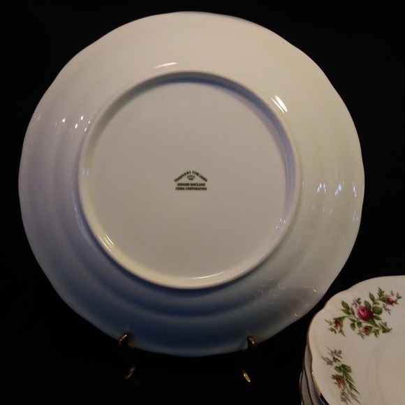 5 Haviland Traditions Dinner Plates in Moss w Scalloped Edge Gold Trim - Picture 7 of 14